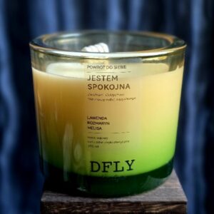 Naturalna świeca sojowa JESTEM SPOKOJNA z olejkami eterycznymi – Lawenda, Rozmaryn, Melisa
