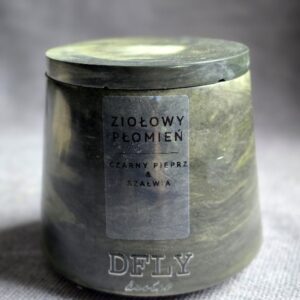 Ziołowy Płomień – naturalna świeca sojowa Pomarańcza & Trawa Cytrynowa pojemniku MONOLITH No.1
